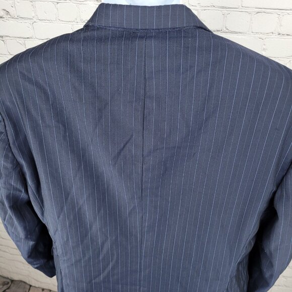 VTG Hickey Freeman Navy Pinstripe Worsted Wool 2 Button Blazer USA Made Size 44R - Picture 13 of 16